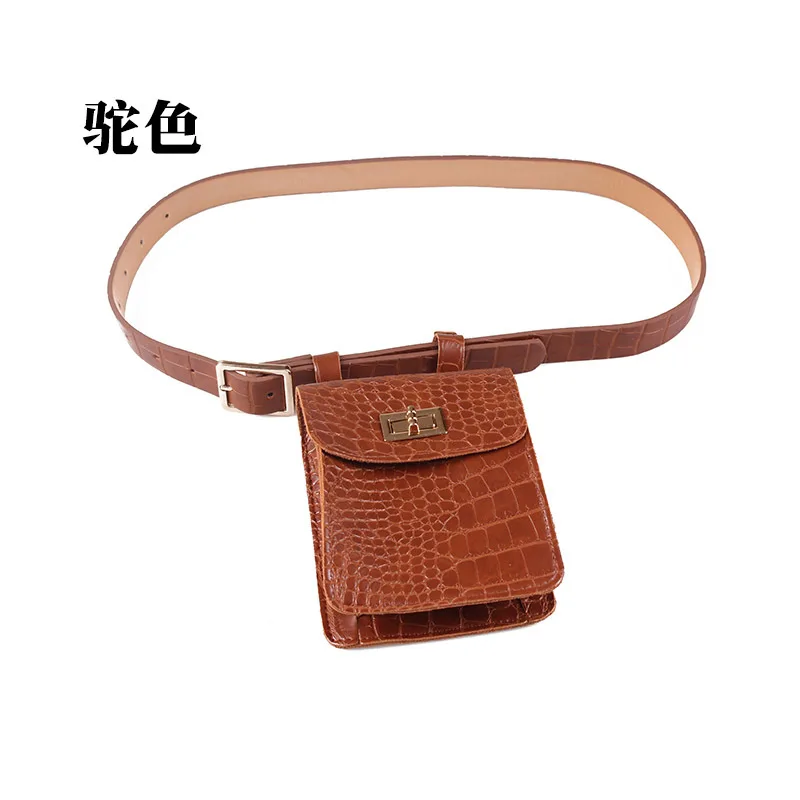 Camel Модные сумки на пояс с узором аллигатора, женские Мини-квадратные Сумки из искусственной кожи, поясные сумки, повседневные уличные сумки, поясные сумки - Цвет: Camel