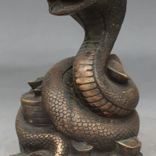 Bi002038 16 СМ Клеймо Китайский Бронзовый Народная Фэн-Шуй Зодиак Год Змея Медь Статуя