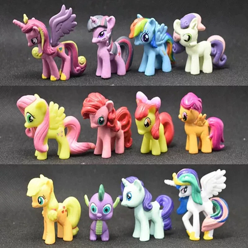 

12 pcs/set Lps action figure horse my cute pvc lovely little ponis horse action toy figures dolls for Childen birthday gifts