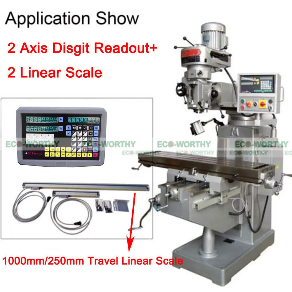

5 Um DRO 2 Axis Digital Readout And TTL Linear Scale for Mill Milling Bridgeport