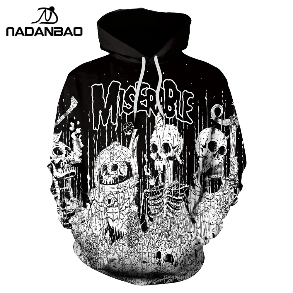 

NADANBAO New Style Hiphop Hoodies Halloween Skeleton 3D Printing Funny Autumn Sweatshirt Thin Hooded Coats Casual Sportswear