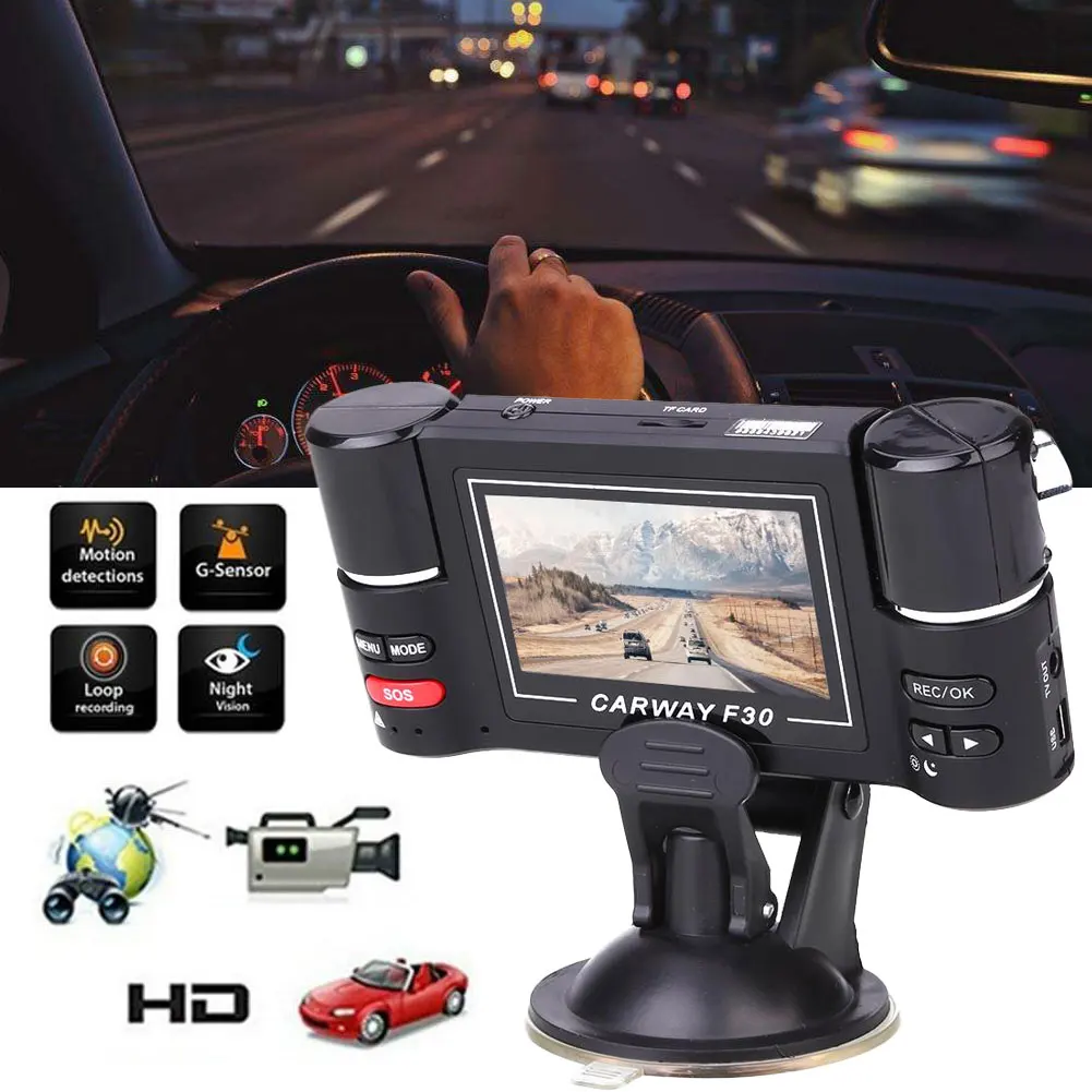 

F30 Car Vehicle Dual Lens Automobile Data Driving Recorder Cam Camera HD DVR