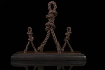 

51 CM Western Art Deco Bronze Women Man Children Rope made of hemp Art Sculpture