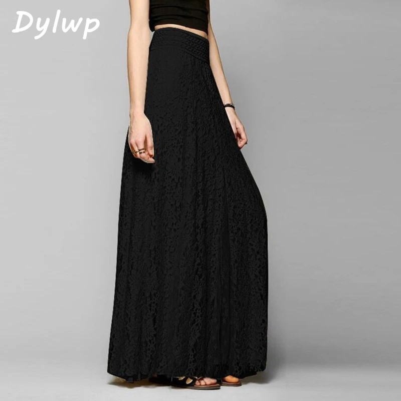

Women Lace Long Party Skirts 2019 Spring Summer Women Fashion Solid Color Maxi Skirt Ladies High Waist Umbrella Skirt Plus Size