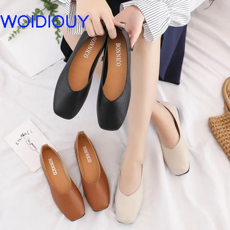 

Women Ladies Slip On Flat Sandals PU Casual Shoes Solid Fashion Loafer Female Zapatos Mujer plain flat shoes single shoes