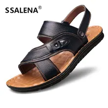 Мужские летние сандалии с открытым носком мужские кожаные дышащие ботинки с плоской подошвой удобные Прошитые сандалии ручной работы AA60362