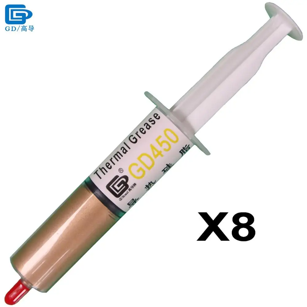 

GD Brand Thermal Conductive Plaster Grease Paste Silicone GD450 CPU Heat Sink Compound 8 Pieces Net Weight 30 Grams Golden SY30