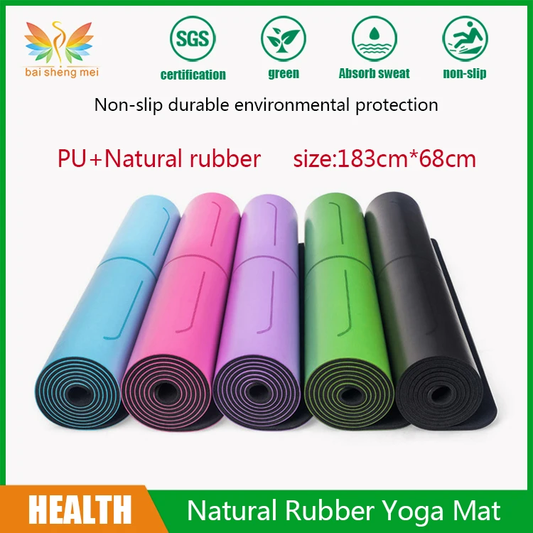 natural rubber travel PU yoga mat with body line position for home