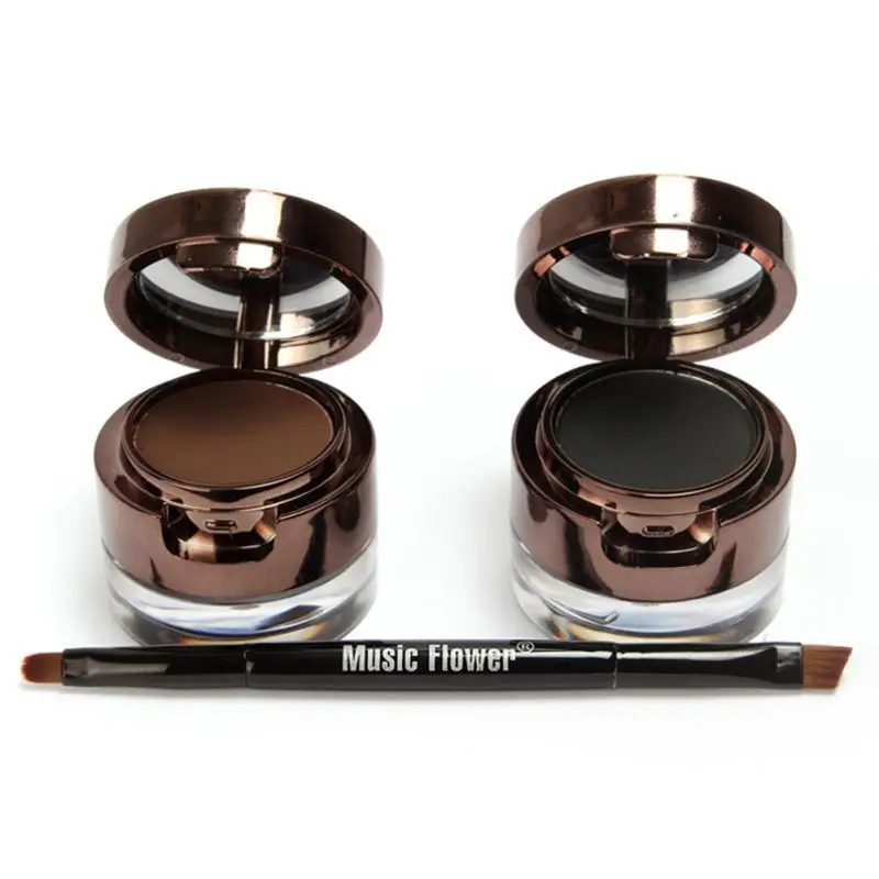 Super Long Lasting Brown/Black Gel Eyeliner+Black Eyebrow Powder