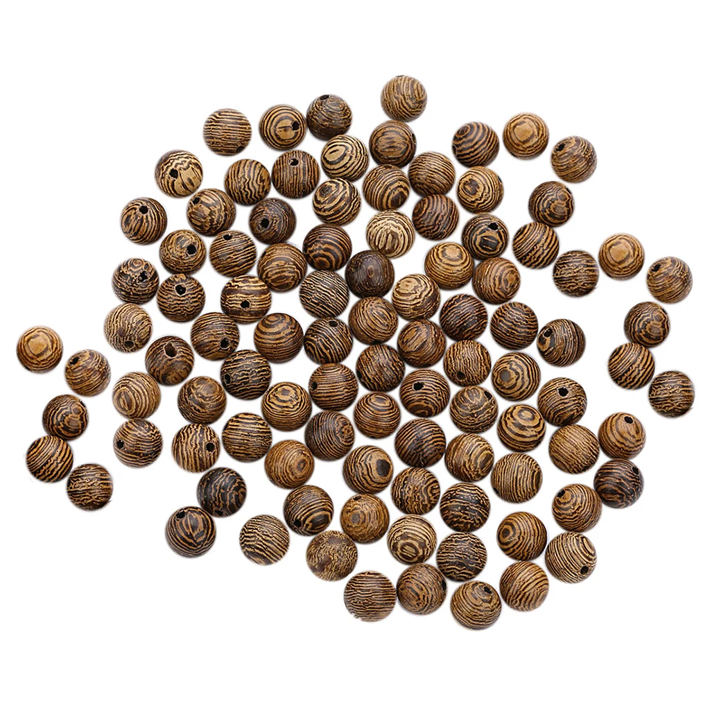 100x Natural Wood Grain Pattern Unpainted Round Wooden Beads 100pcs Bulk Sale For DIY Jewelry