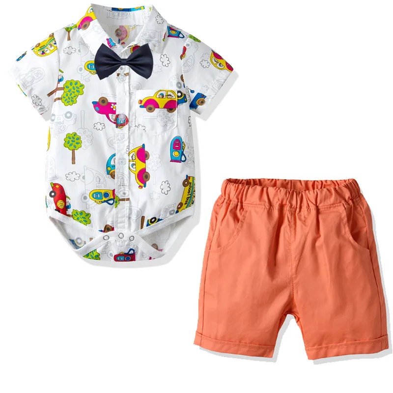 От 0 до 3 лет, летняя одежда для новорожденных мальчиков, деловой костюм с галстуком-бабочкой, комбинезон с героями мультфильмов, рубашка +