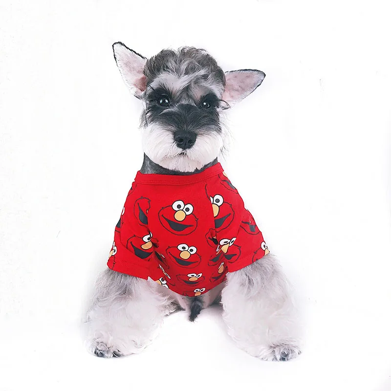 

Dog Clothes for Small Dogs Cartoon Print Tshirt for French Bulldog Sweater for Chihuahua Pet Puppy Clothing Pug Costume Red Tee