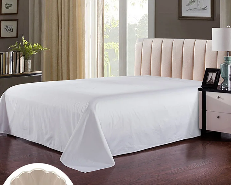 Luxury White Color Egyptian Cotton Bed Flat Sheet Twin Size 170 Egyptian Cotton Bed Flat Sheet
