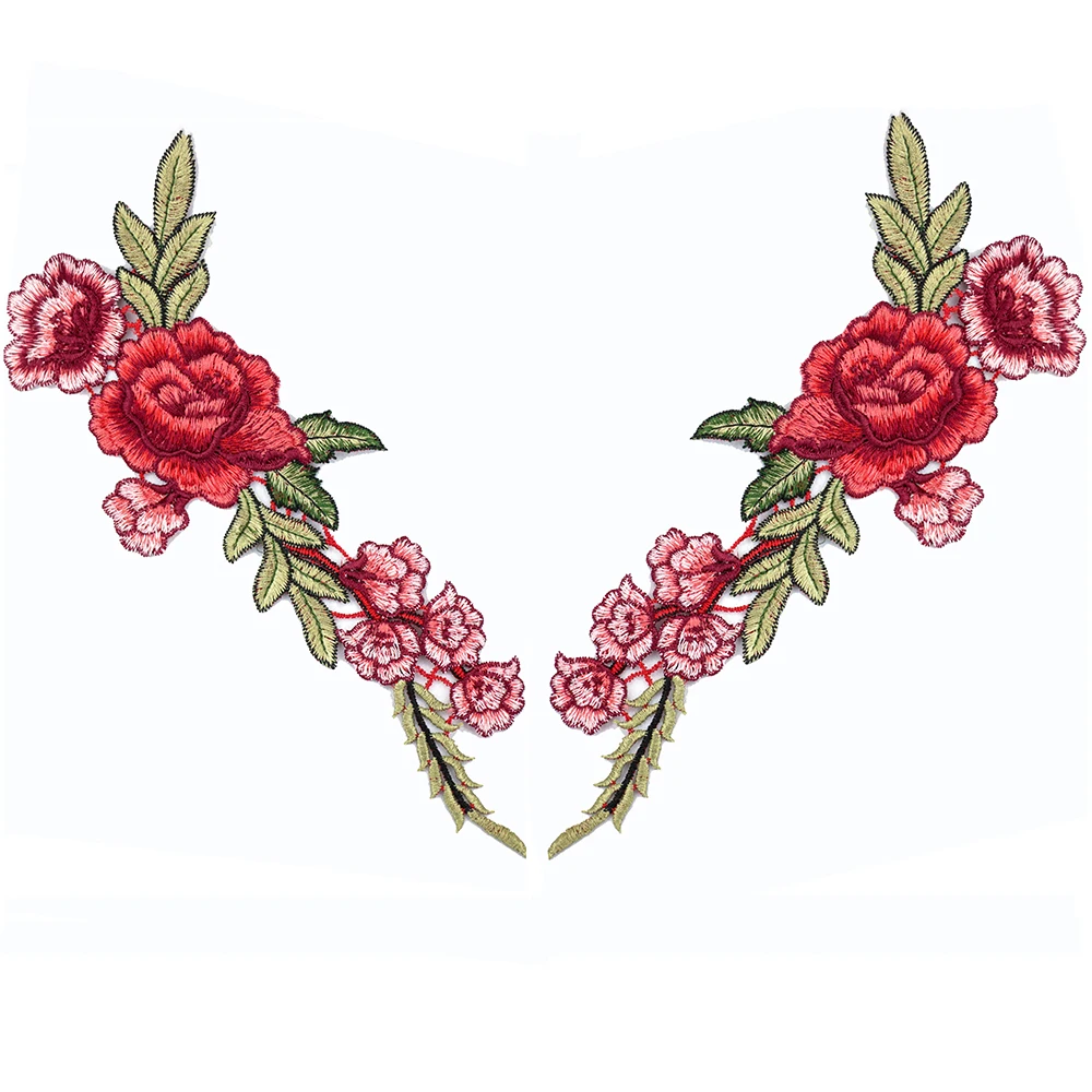 

2pc Embroidery Rose Flower Sew On Patch Badge Bag Jeans Dress Applique Craft