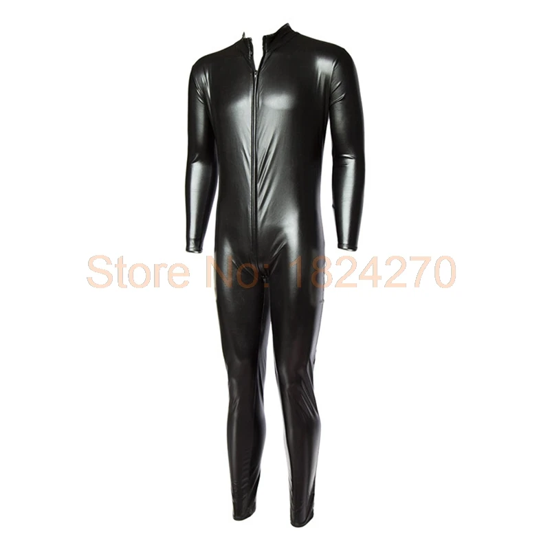 Faux Leather Catsuit Spandex Bodysuit Men Lingerie Clubwear XXL XXXL Plus Size