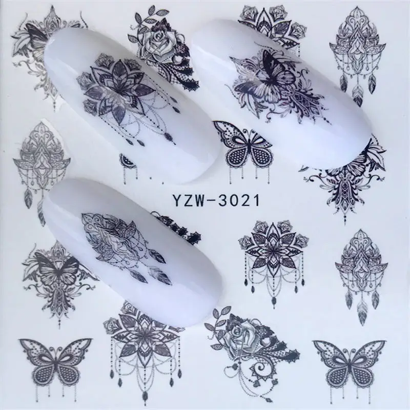 LCJ 1 лист свежая роза/мультфильм стили ногтей наклейки для маникюр с использованием водяных знаков лак СТИКЕР 32 модель на выбор - Цвет: YZW-3021