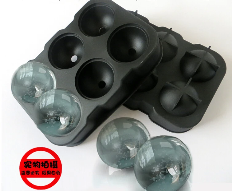 

New Design 6 Hole Ice Cube Ball Drinking Wine Tray Brick Round Maker Mold Sphere Mould Party Bar Silicone Ice Hockey Maker A442