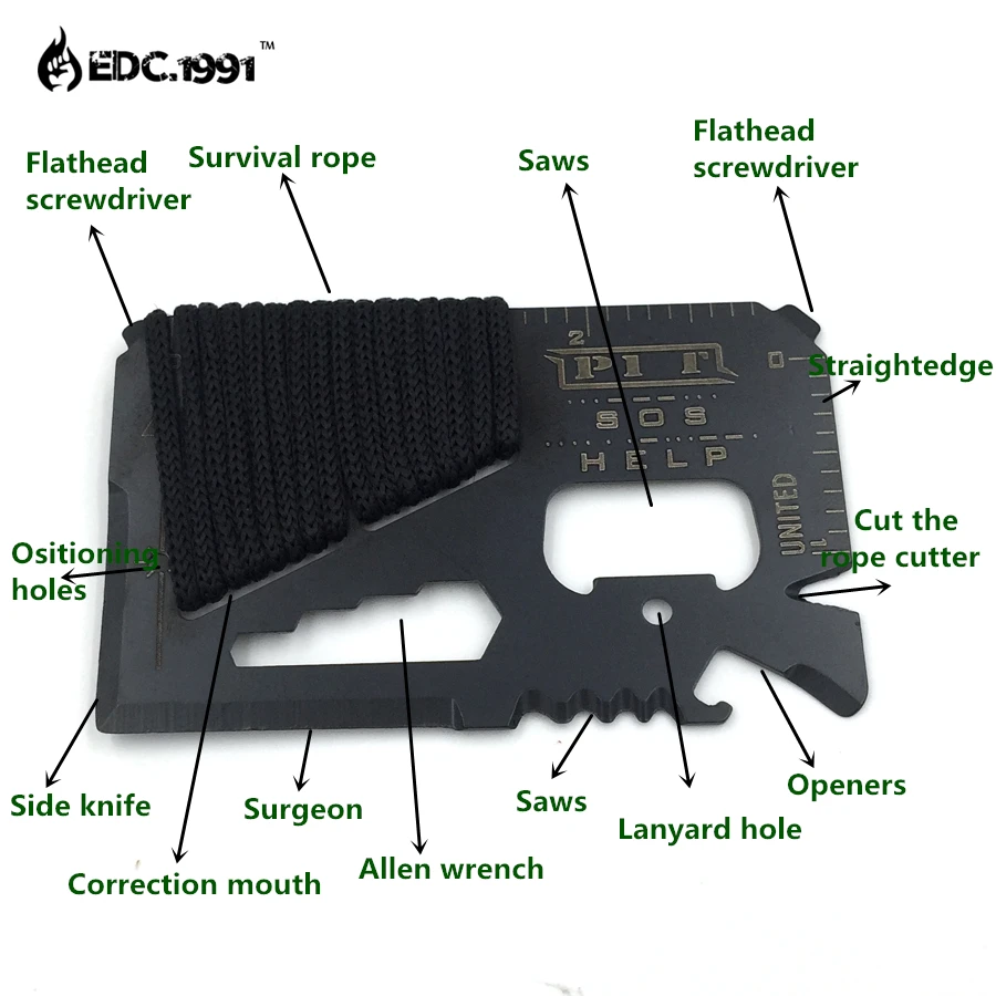 14 в 1 кредитная карта мини кошелек для выживания нож из нержавеющей стали Многофункциональный Открытый Отдых ниндзя спасательный карманный инструмент
