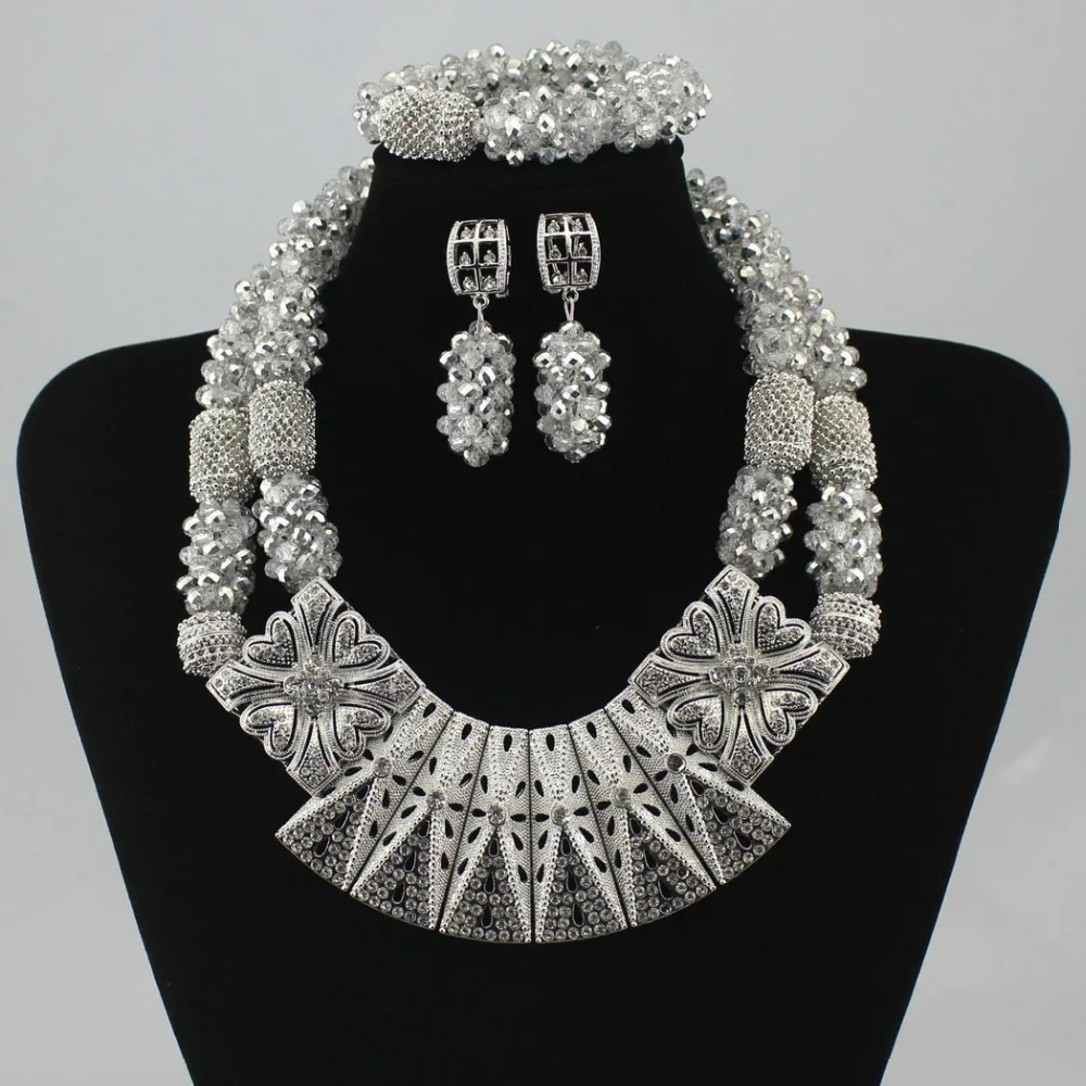 

African Bride's Big Beads Necklace Jewelry Sets Nigerian Bride Necklace Earrings Set Jewelry For Wedding Party