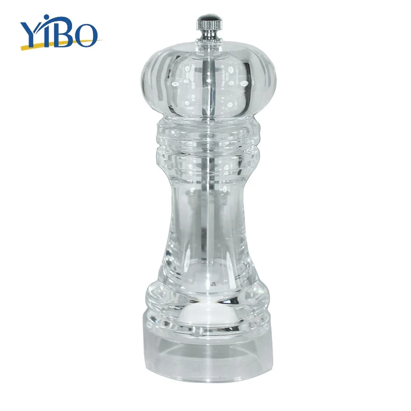 5/6/7 inch Clear Acrylic Pepper Mills Ceramic Grinding Core Salt