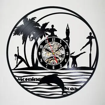 

2019 Special Offer Klok Wall Clock Modern Design Morning Yoga Clocks 3d Stickers Vinyl Cd Record Watch Home Decor Silent 12inch