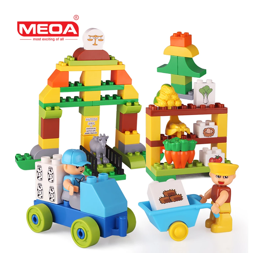 

Large Particles Building Blocks Happy Farm Animals Vegetables Figures Blocks Large Size DIY Brick Toy Compatible With Duplo