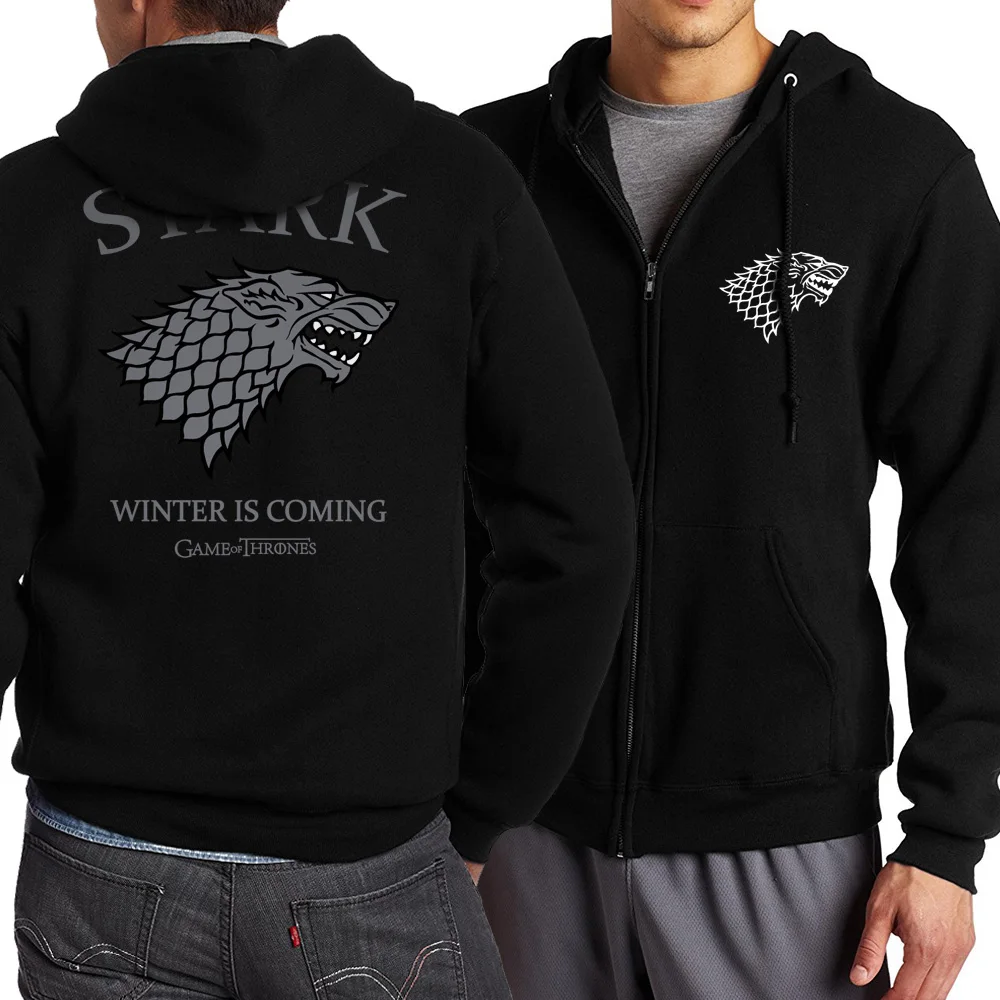 

2018 Spring Autumn Game of Thrones House Stark Zip Up Men Hoodies Sweatshirts Loose Fit Casual Men Coat Brand-Clothing Hooded