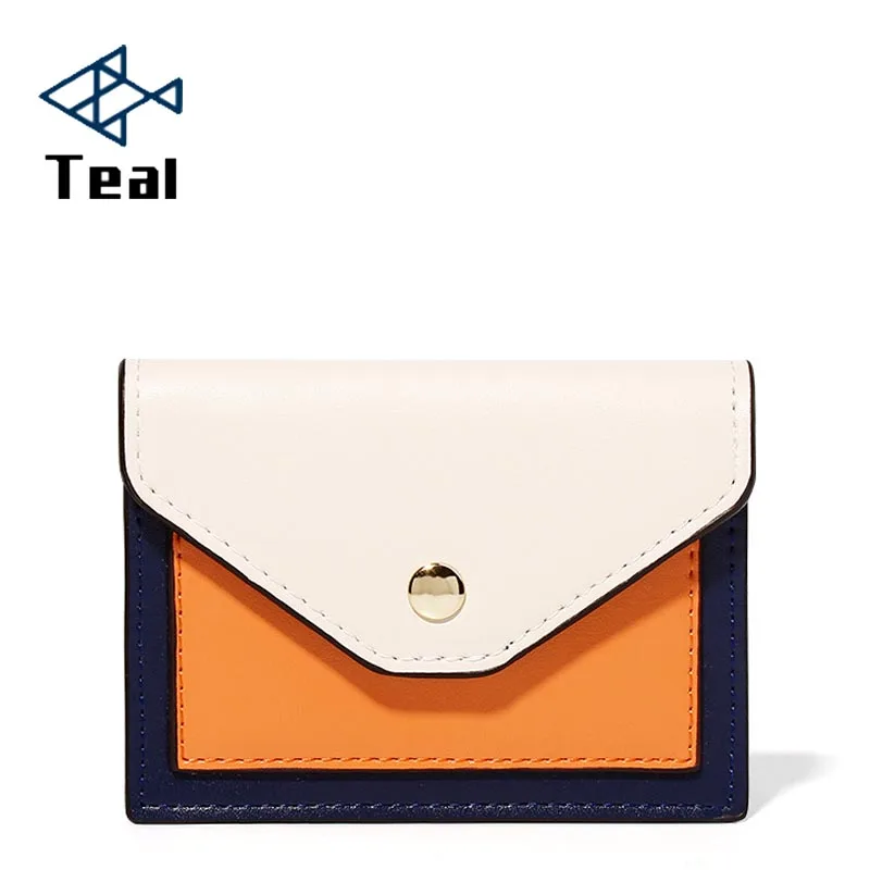 

Women's Wallet Short Women Purse Zipper Purse Card holder Fashion Panelled Wallets Trendy Coin Purse Card Holder Leather