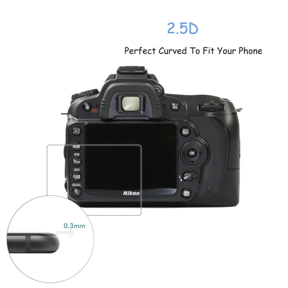 

2Pack For Nikon D500 0.3mm 2.5D 9H Clear Tempered Glass Screen Protector DSLR Digital Camera LCD Skin Guard Film