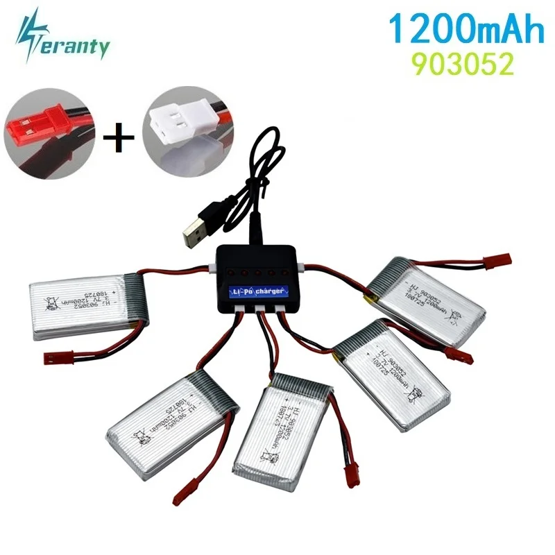 3 7 v 1200mAh lipo батарея и зарядное устройство для Syma X5 X5SW X5SC M18 H5P H11D H11C T64 T04 T05 F28 F29 T56 T57