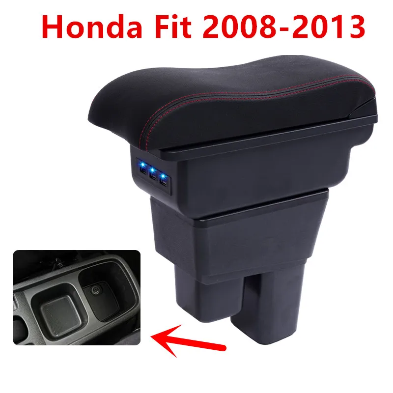 Для Honda Fit Jazz 2-го поколения подлокотник коробка центральный магазин содержание коробка для хранения с подстаканником пепельница USB интерфейс 2008-2013