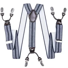 DiBanGu Модные мужские/женские 6 зажимов подтяжки эластичные регулируемые подтяжки Tirantes мужские подтяжки на подтяжках BD-002