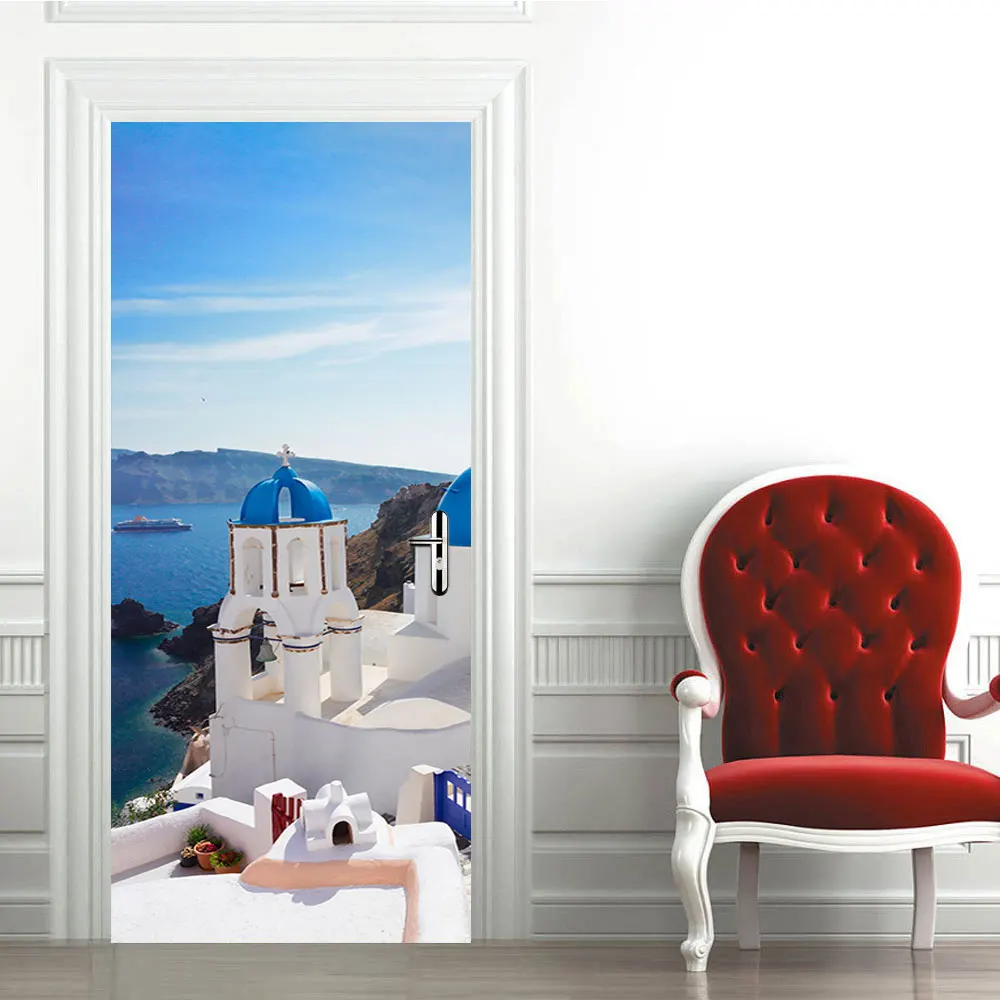 Новая 3D дверь наклейка s Гавайи Seaview Настенная Наклейка для комнаты украшение для двери искусство двери для спальни Водонепроницаемая наклейка из ПВХ DIY обои домашний декор