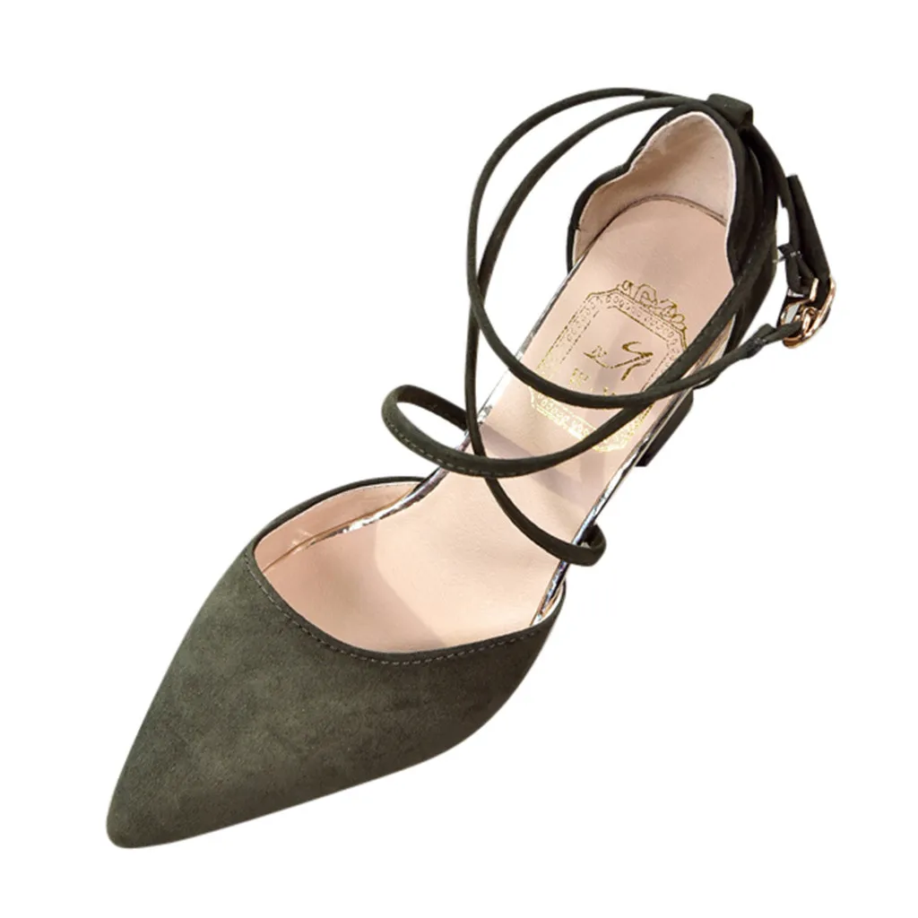 

SAGACE 2019 Women Sandals Casual Pointed Toe Square Heel Wedding Shoes High Heel Sandals Summer Women Shoes 9031116