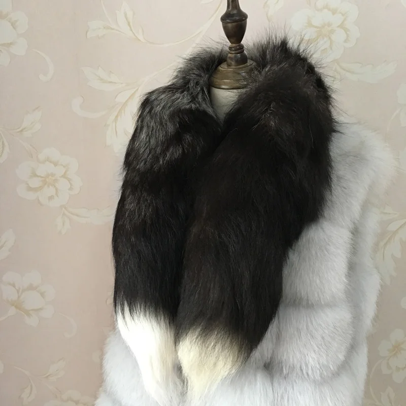 Модный Зимний меховой теплый Лисий натуральный Лисий мех шарф воротник для мужчин и женщин длинный 90-100 см Лучший подарок на праздник
