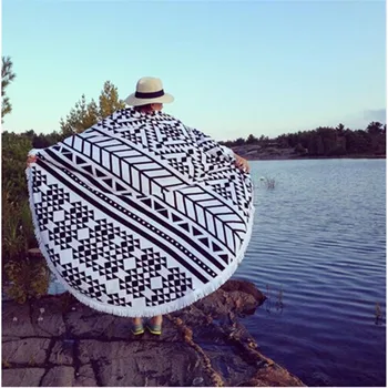 

Large Microfiber Beach Towel With Tassels Printing Travel Towels Serviette De Plage Bath Towel 2017 Women Sunbath Sand Shawl