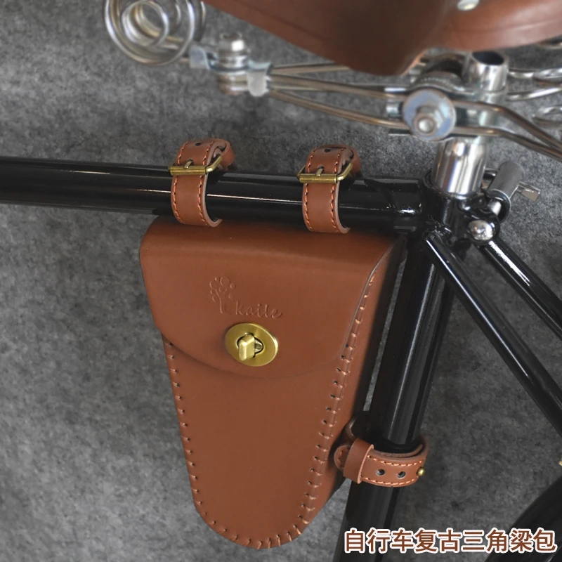 Sale G05 Cycling tool bags Retro bicycle with beam triangle bag kit beam bag bag leather nostalgic classic style 0