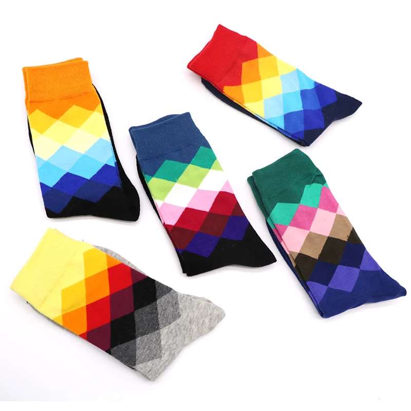 Arherigele 5 пар градиент цвет для мужчин хлопковые носки средней длины повседневное носки в британском стиле удобные бизнес мужской гольфы