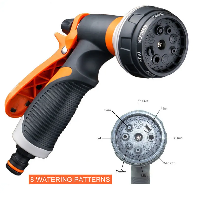 

8 Pattern Garden Water Gun Hose Nozzle Household Car Washing Yard Water Sprayer Garden Water Hose Nozzle Sprinkle Tools