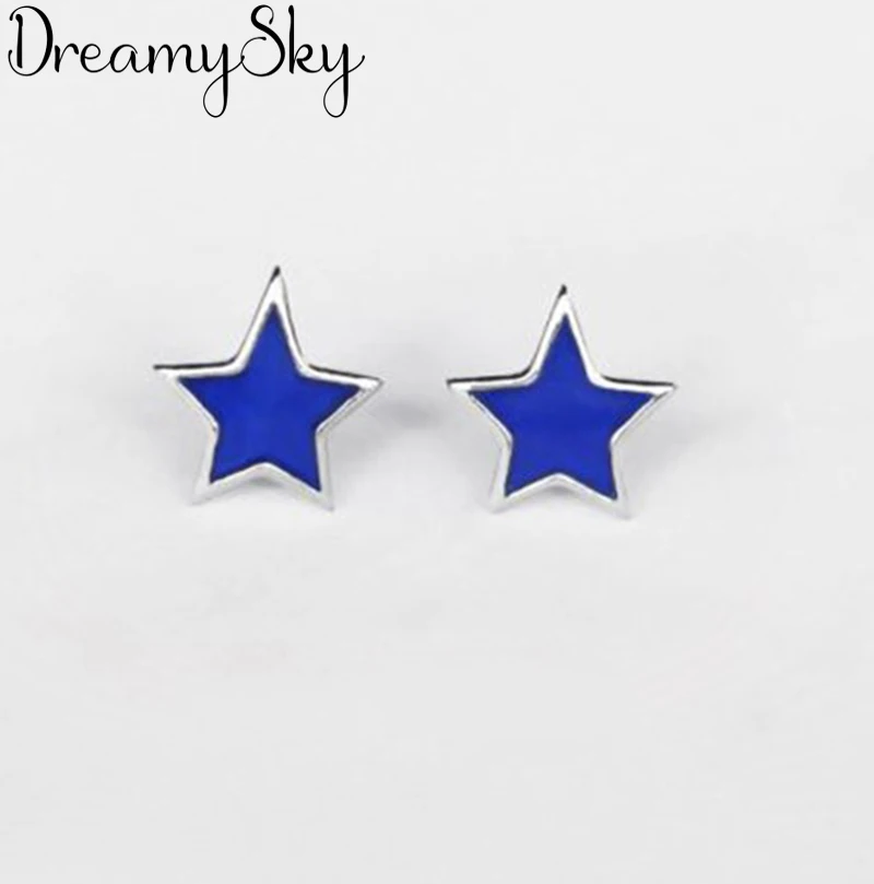 

Summer Romantic 925 Sterling Silver Blue Star Earrings For Women Bridal Wedding Jewelry Ladies Earrings Pendientes oorbellen