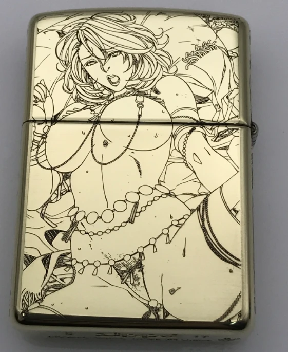 

wacth video LJF zppo Genuine brand brass five sides Oda Manga funy girl carved lighter