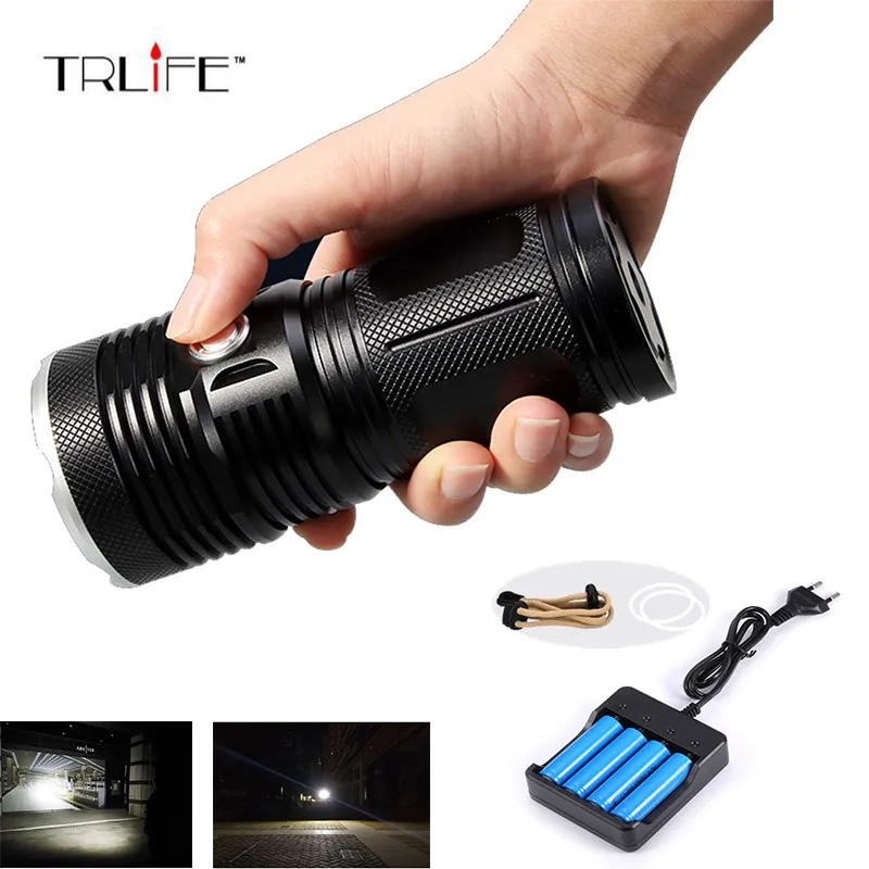 

20000Lumen 18xT6,3 Modes Zoomable Focus,4x18650 Battery Powered,Strap Aluminum Flashlight Light Lamp Torch for camping,fishing
