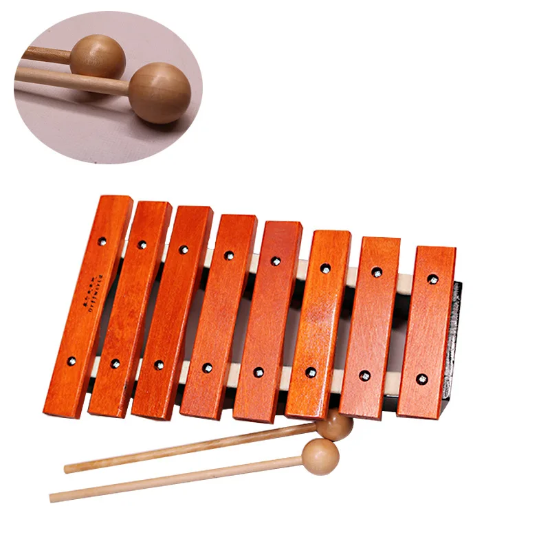 8 Notes Wooden Children Kid Mahogany Xylophone Glockenspiel Musical