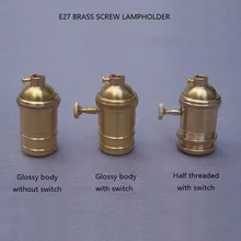 E27 Глянцевая латунь Основание светильника E26/E27 Чистый Медь ПОЛОВИНА резьбовой розетка с выключателем лампы Патрон