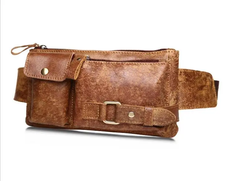 Модные новые сумки из натуральной кожи, маленькие Мужские поясные сумки, двухцветные мужские кошельки на ремне, мужская сумка на ремне нагрудная# MD-B8135 - Цвет: brown
