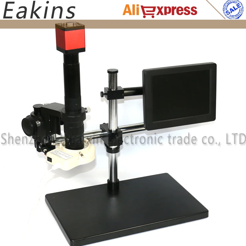 

HDMI VGA Digital Microscope Camera Set+Big Boom Stereo Table Stand+180X C-MOUNT Lens+LED Light+Universal bracket+56 LED+8" LCD