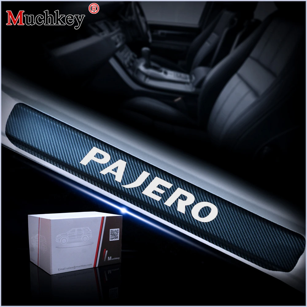 Cena Car Styling dla Mitsubishi PAJERO z włókna węglowego naklejka winylowa listwa progowa płyta chroniąca przed zarysowaniem próg drzwi straż akcesoria samochodowe