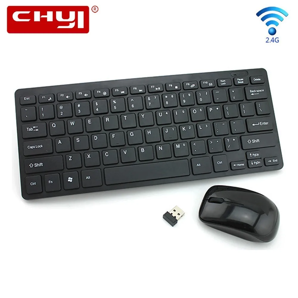 CHYI Wireless Mouse Keyboard Combo Ergonomic 2.4G Ultra Thin Keypad with 1200DPI Mice Kit Protective Film For PC Laptop Desktop |
