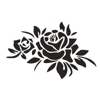 

23*16CM ROSE FLOWERS Cover Car Stickers Car Decals Marks Roses Reflective Stickers Black Silver CT-648