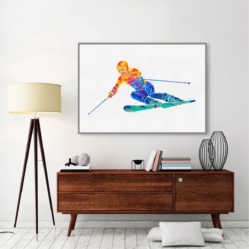 Abstract skiing wall art print